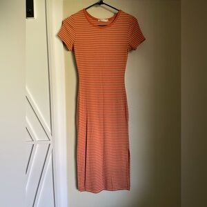 Heart Hips Orange Striped Midi Dress
